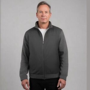 Apt. 9 Black and Charcoal Gray Tweed Full Zip Lined Jacket Size L